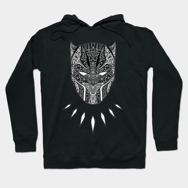 Black Panther Mandala Tribal Mask Hoodie by Bevatron